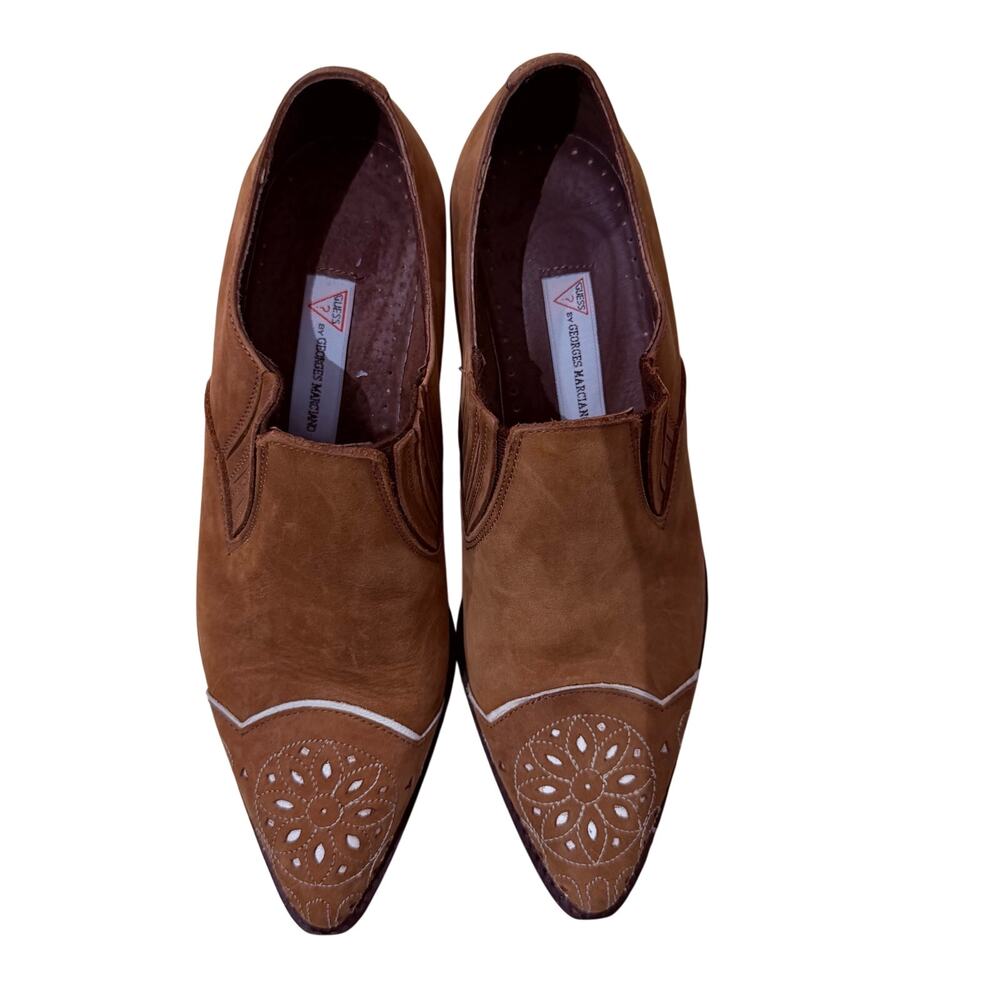 Vintage Guess by George Marciano Western leather booties 7.5 B Brown pointed toe